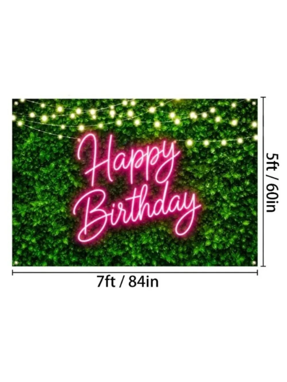 New: 5' x 7' Neon Pink Happy Birthday Banner with Ivy Backdrop